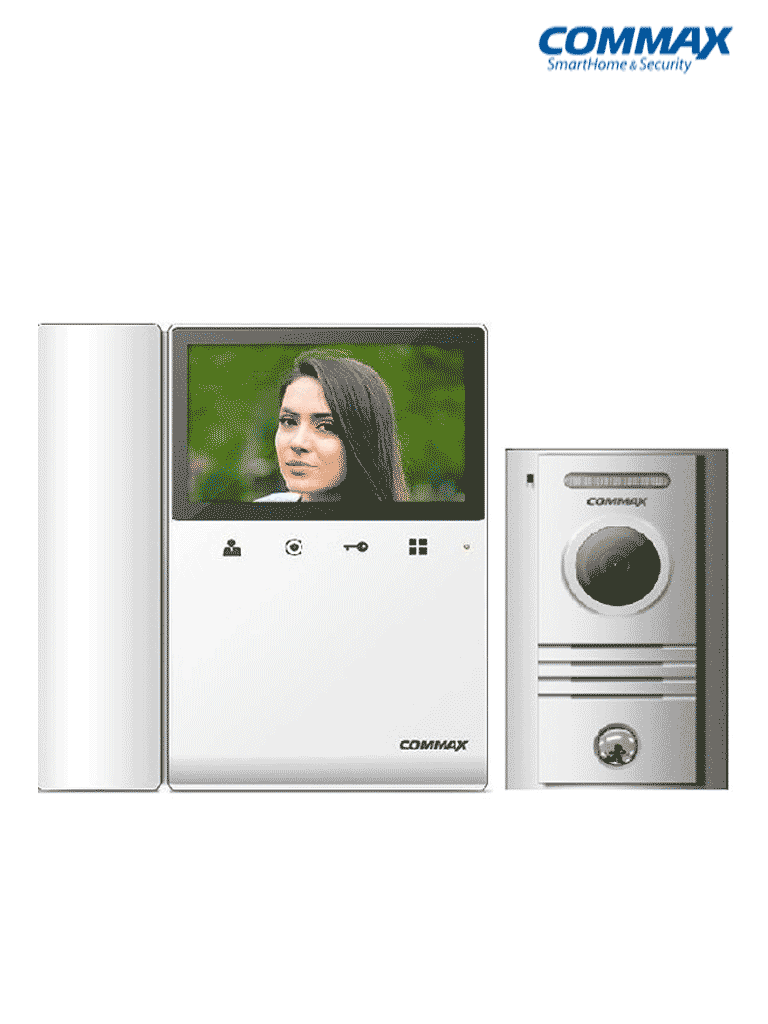 Kit de videoportero COMMAX CDV43K2P con monitor de 4.3", auricular, función de apertura de puerta, soporte para segundo monitor y auricular DP4VHP