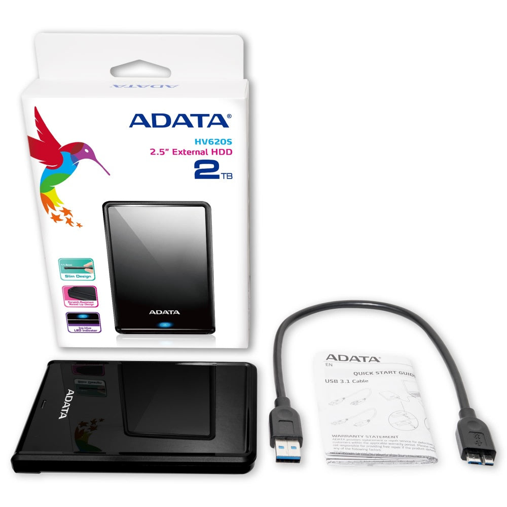 Disco Duro Adata Ahv620S-1Tu3-Cbk Slim Negro Usb 3.1 FullOffice.com