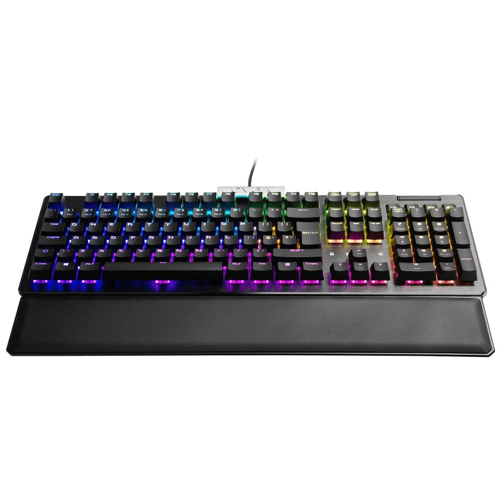 Teclado Gamer EVGA Z15 RGB Multi Mecanico Switch Kailh Speed Bronze Alambrico reposa muñecas magnetico Negro (Español)