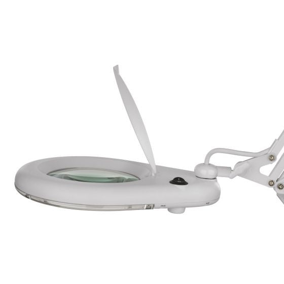 Lámpara Led Steren Con Lupa 5X Brazo Artículado Color Blanco FullOffice.com