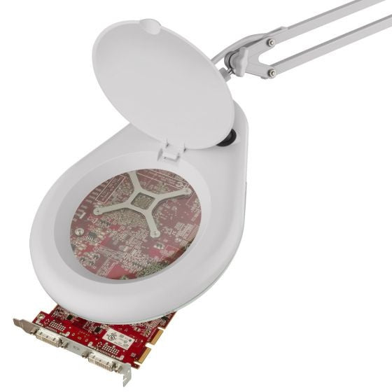 Lámpara Led Steren Con Lupa 5X Brazo Artículado Color Blanco FullOffice.com