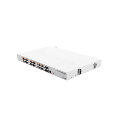 CRS328-24P-4S+RM, Switch PoE 24 EthGb, 4 SFP+, 500w, 802.3af/at y pasivo