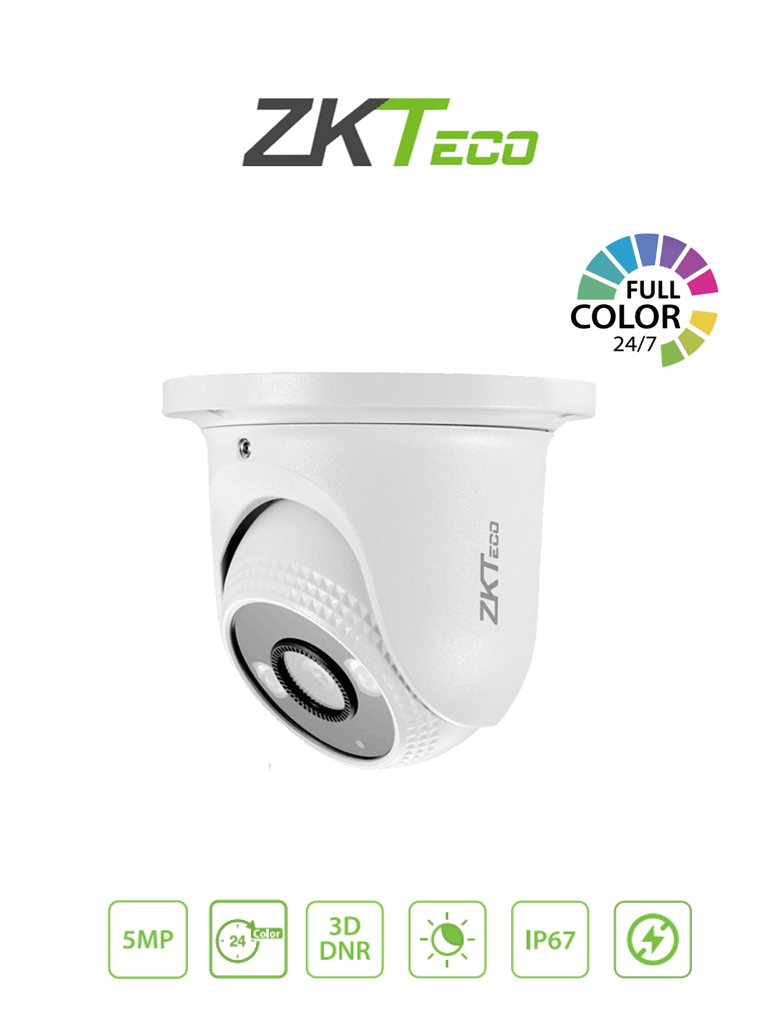 Cámara IP Domo Full Color 5MP H.265 2.8mm IR 20mts Facial PoE IP67 ONVIF SC Micrófono