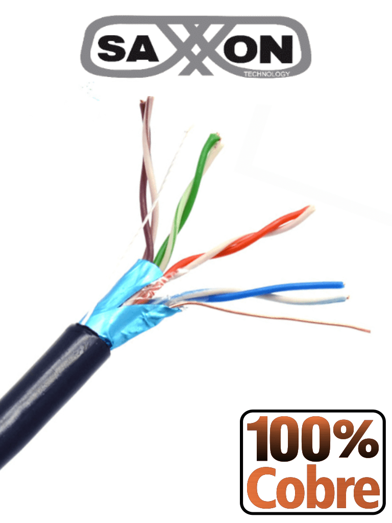 Bobina de cable ftp cat5e 100% cobre/ 305 metros/ blindado/ color negro/ uso exterior/ ideal para cableado de redes de datos y video/ cert iso9001/ ul / rosh SAXXON OFTPCAT5ECOPE305N