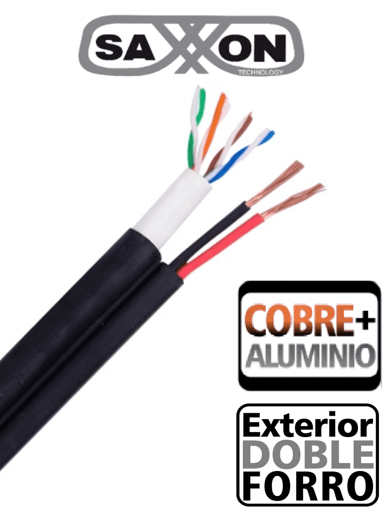 Bobina de cable utp cat5e siames 305 metros exterior cca, cal 18 awg, doble forro OUTP5ECCAEXT2E