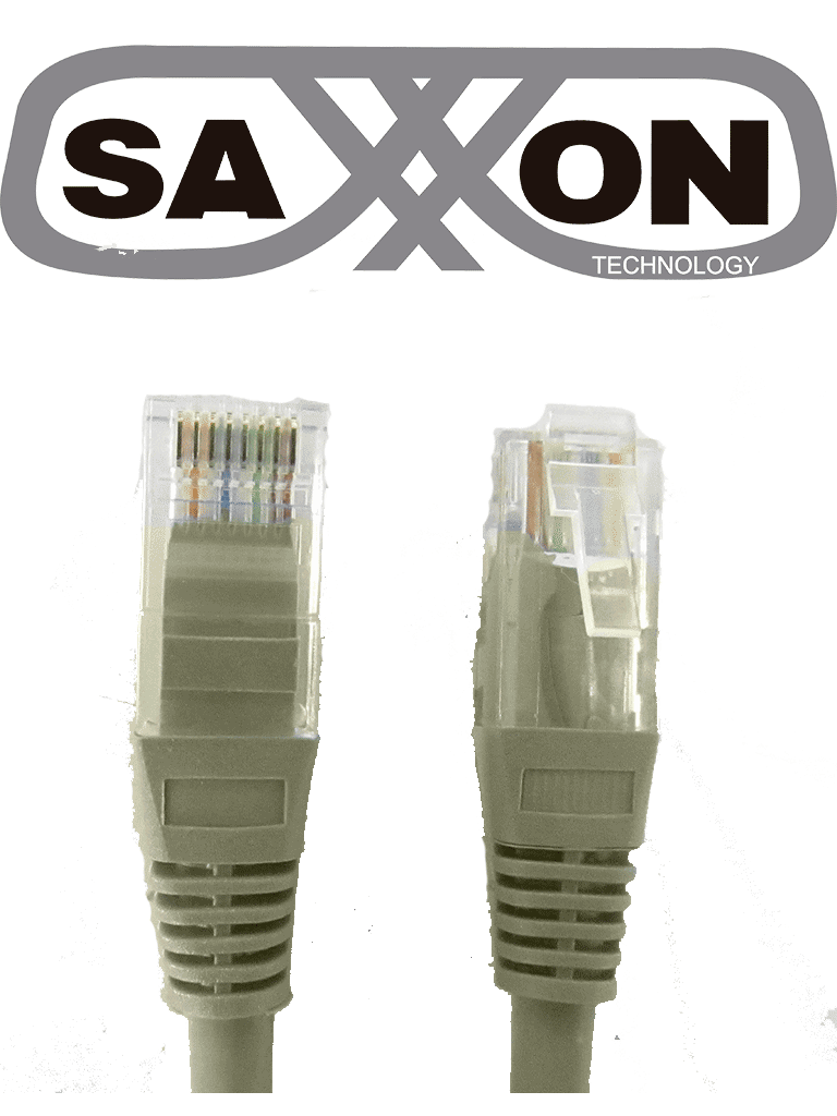 Cable patch cord UTP 2 metros CAT 5E gris - SAXXON P5E2UG, 1Gbps, PVC