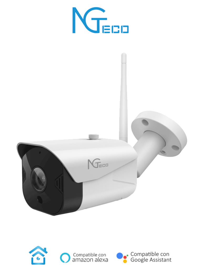 Cámara Bullet WiFi NGTECO NGC401, 1080P, IR 15m, Alm. Local/Nube, Control Remoto, Audio Bi-direccional, Alexa