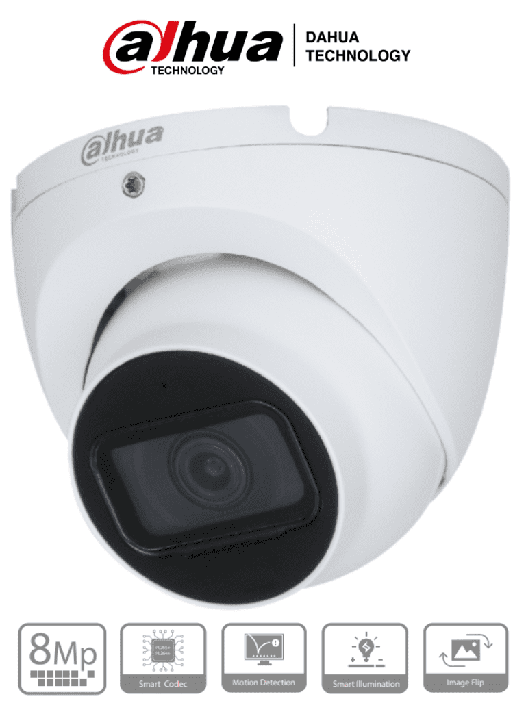 Hdw1830t-s6 - camara ip domo 4k/ 8 megapixeles/ lente de 2.8 mm/ 105 grados de apertura/ micrófono integrado/ ir de 30 metros/ metálica/ h.265/ ip67/ dwdr/ poe/ DAHUA DH-IPC-HDW1830T-S6