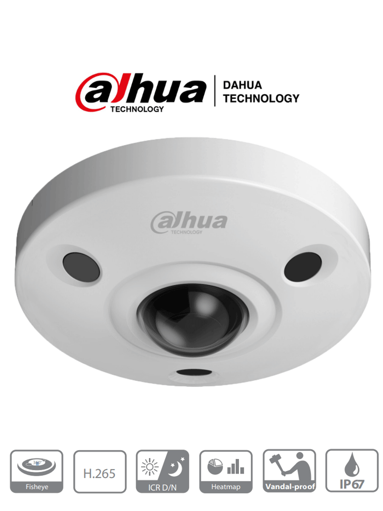 Ebw81230 - camara ip domo fisheye antivandalica 4k/ 12 megapixeles/ vision 360 grados/ h265/ audio/ ip67/ ik10/ heat map/ poe/ ivs/ ranura microsd #proyectos DAHUA DH-IPC-EBW81230N