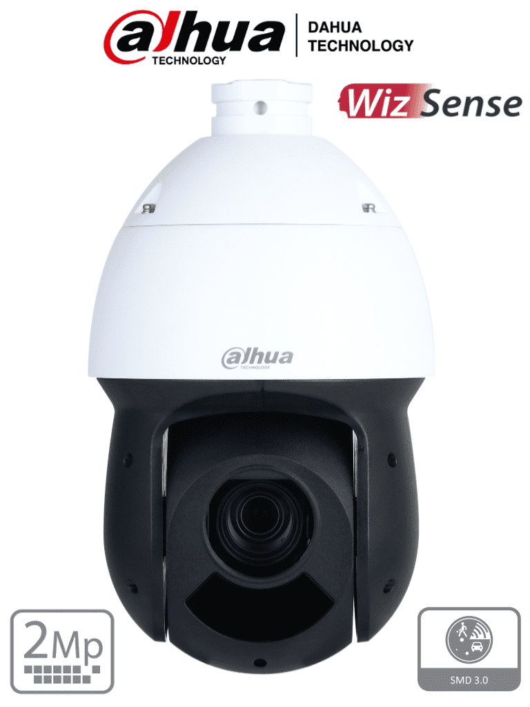 Cámara IP PTZ Dahua SD49225DB-HNY 2MP WizSense 25x Zoom Óptico IR 100m H.265 WDR 120dB Perimetral SMD Plus MicroSD IP66 Alarmas y Audio
