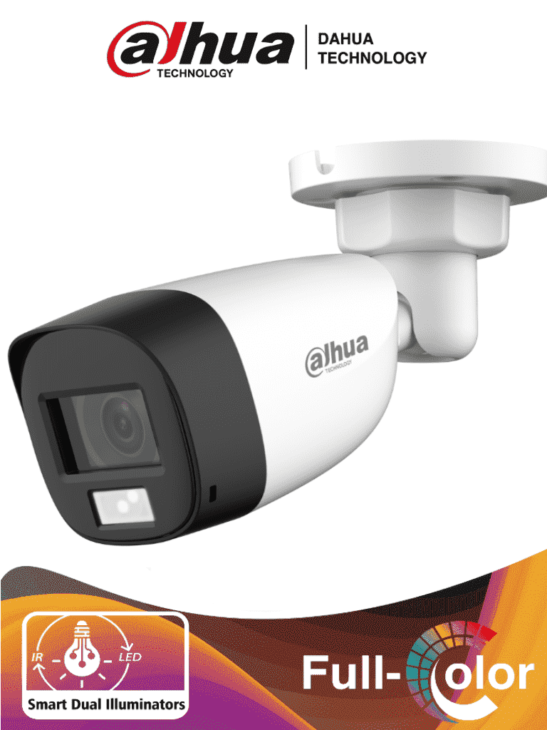 DH-HAC-HFW1200CLN-IL-A - Camara Dahua DH-HAC-HFW1200CLN-IL-A bullet 2 mpx lente 2.8 mm 102 gds IR 20 m microfono integrado dual inteligente+fullcolor IP67