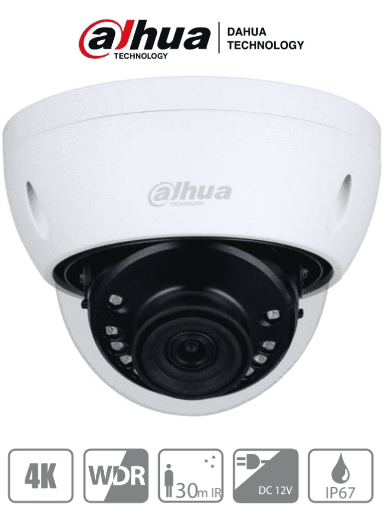 Cámara Domo Antivandálica DAHUA HAC-HDBW1801E 4K/ 8MP/ Lente 2.8mm/ Metalica/ WDR 120dB/ IR 30m/ IK10/ IP67/ HDCVI, TVI, AHD