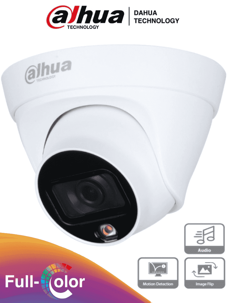 Cámara IP Dahua Full Color 2MP/ Lente 2.8mm/ Luz Blanca 15m/ H.265/ IP67/ PoE