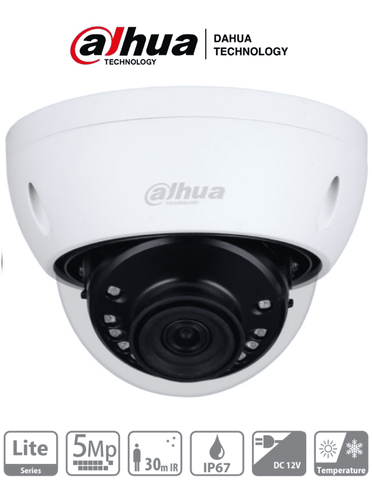 Cámara Domo Dahua HAC-HDBW1500E-28, 5MP, Lente 2.8mm, IR 30m, IP67, IK10, CVI/CVBS/AHD/TVI
