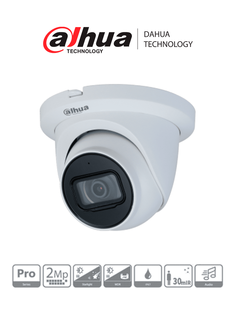 Cámara Domo Dahua DH-HAC-HDW2241TMQN-A, 2MP, Lente 2.8mm, WDR 130dB, IR 60mts, Micrófono IP67
