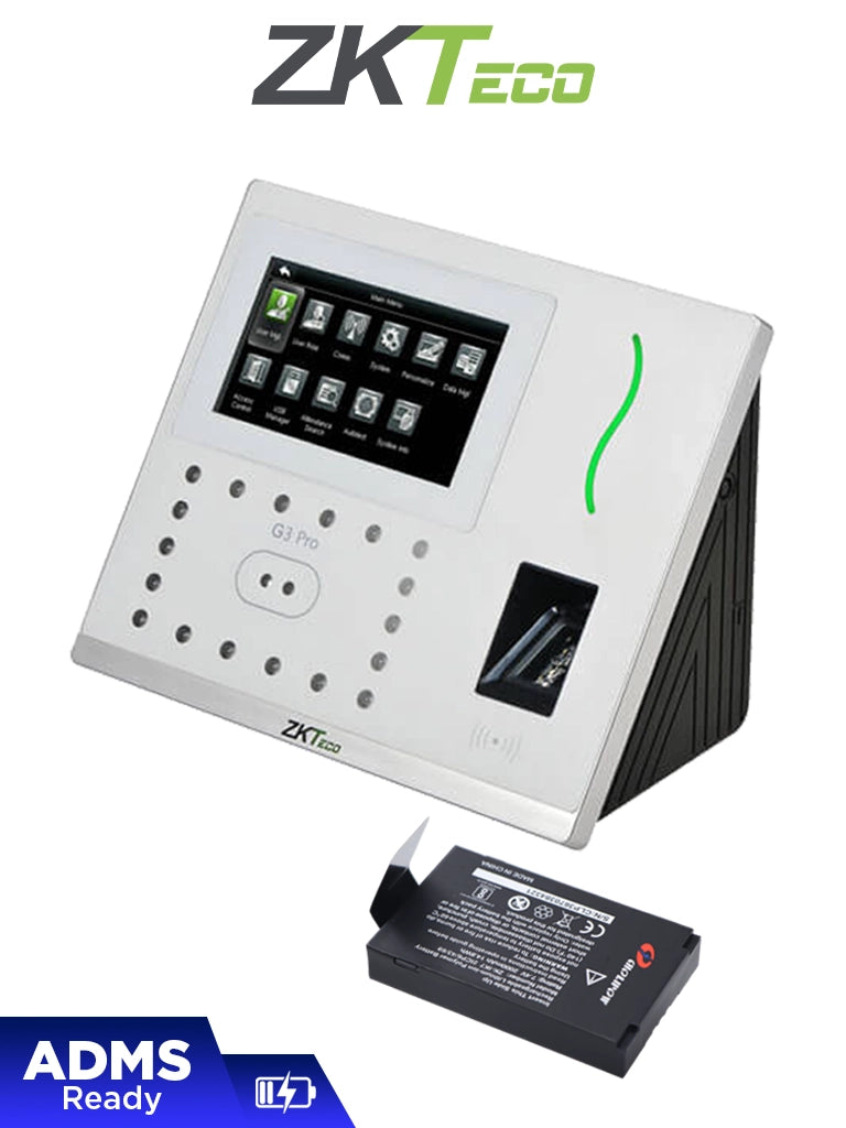 Control de Asistencia y Acceso Facial ZKTeco G3PROIK7PAK - 12000 Rostros, 20000 Huellas, 20000 Tarjetas ID, 6000 Palmas, TCP/IP, Batería