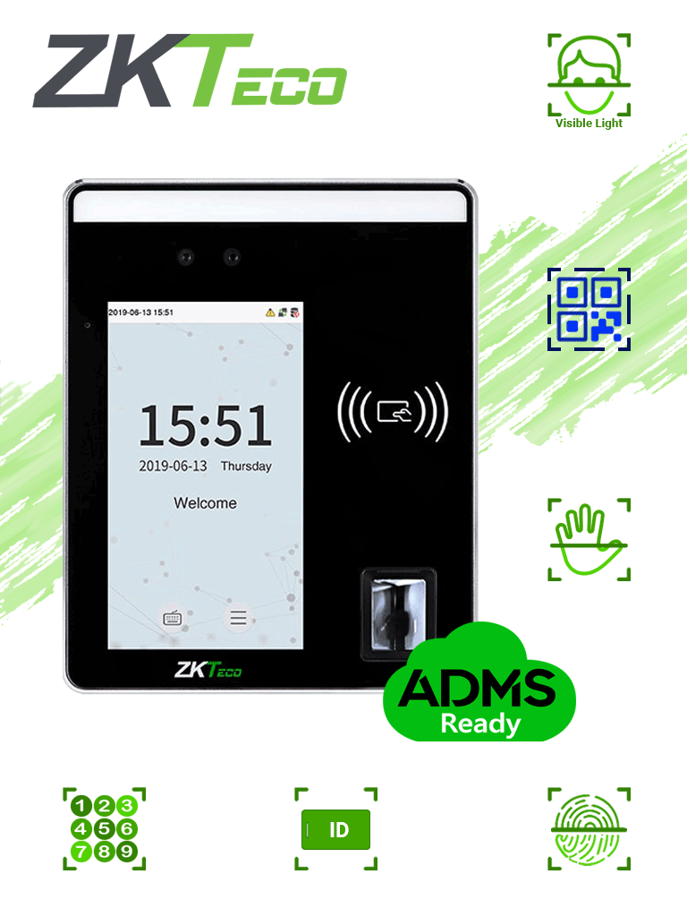 Control de Acceso ZKTeco SpeedFaceH5L, 6000 Rostros, 10000 Tarjetas, 6000 Huellas, 3000 Palmas, TCP/IP