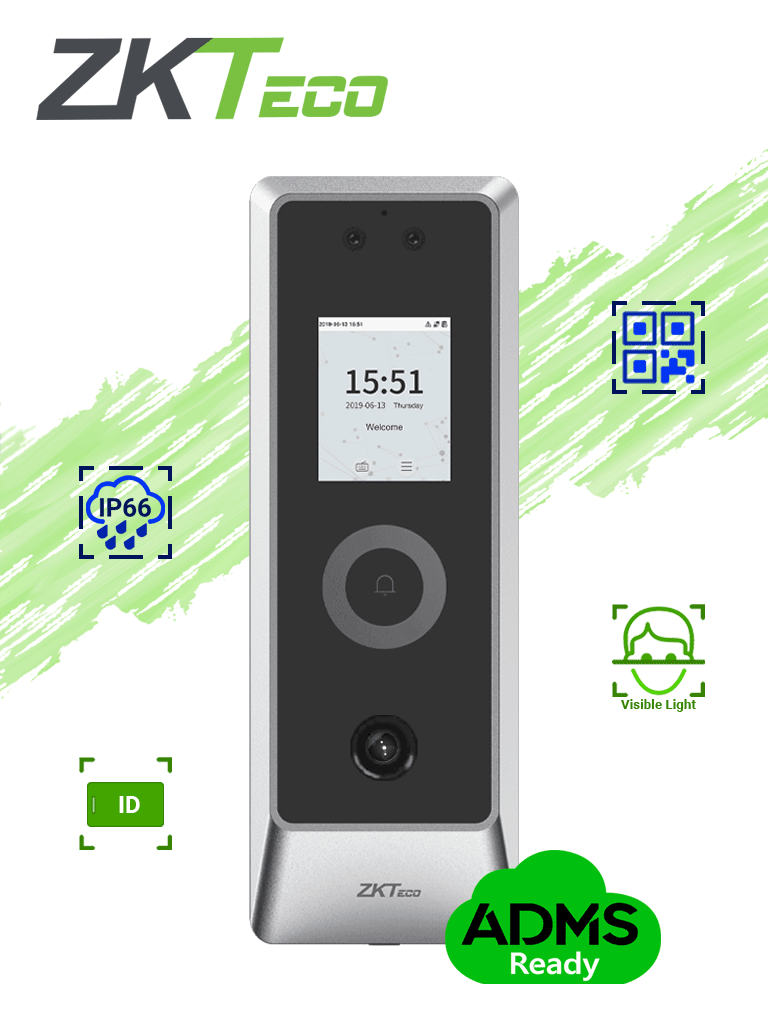Control de Acceso Facial y QR ZKTeco ProMAQR, Exterior IP66 IK07, 30,000 Rostros, 50,000 Tarjetas, 125 kHz BSEP Viva