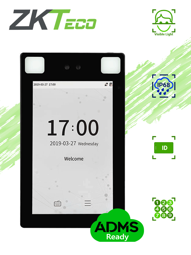 Terminal de Control de Acceso ZKTECO ProFace X- Reconocimiento Facial 30,000 Rostros/ 50,000 Tarjetas RFID/ 8 Pulgadas/ IP68/ IK04