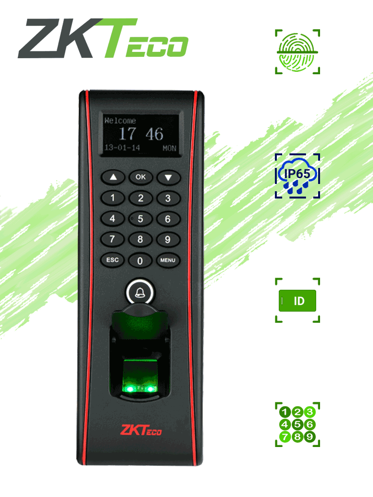 Control de Acceso ZKTeco TF1700 - Huella, Tarjeta RFID 125kHz, 3000 Huellas, 10000 Tarjetas, 30000 Registros, TCP/IP, USB