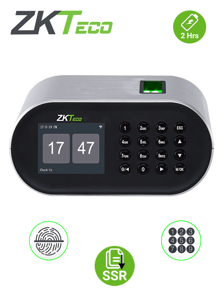 Control de Asistencia ZKTeco D1 / 1000 Huellas / Función SSR / Descarga USB / 2 Horas Respaldo / Escritorio