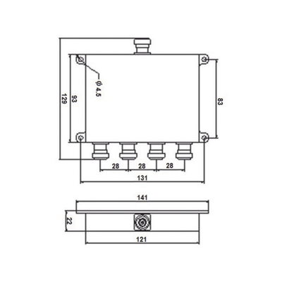 D4-72FE - Microlab Divisor de Potencia Wilkinson / 4 Vías / 694-2700 MHz D4-72FE