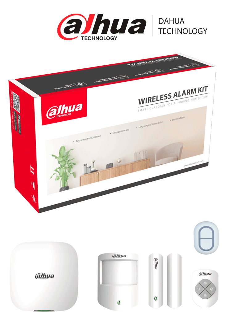 Kit de Alarma Dahua WiFi/Ethernet DHI-ARD822-W2 con Botón de Pánico, Hub, Contacto Magnético, Control Remoto, PIR y Botón de Pánico AlarmasDahua