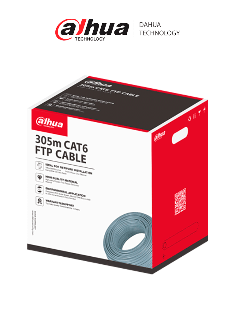 Bobina de cable utp ftp cat6 305m, conductor cobre, pvc personalizada, alimentación ethernet DH-PFM920I-6F-C