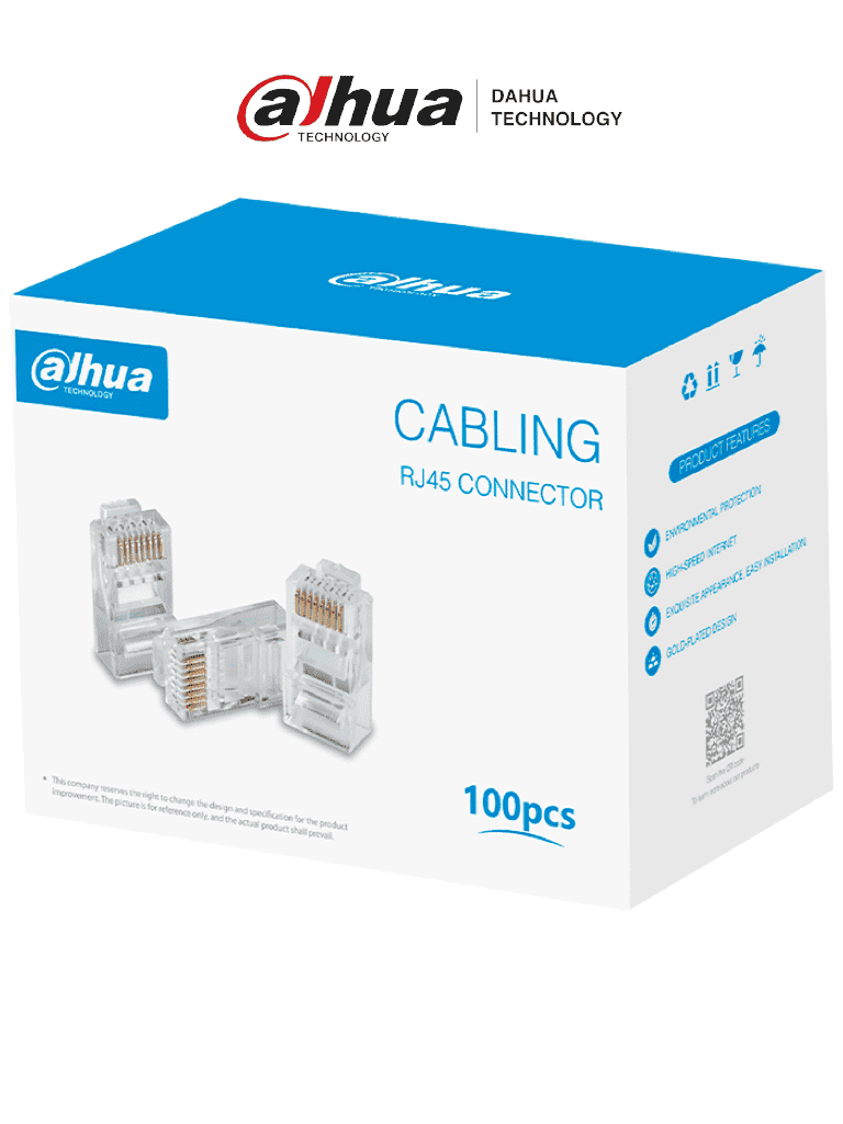 Caja con 100 Plugs RJ45 Cat6 Chapado de Oro 15U, Resistencia al Fuego UL94V-2, Nuevo con EEN