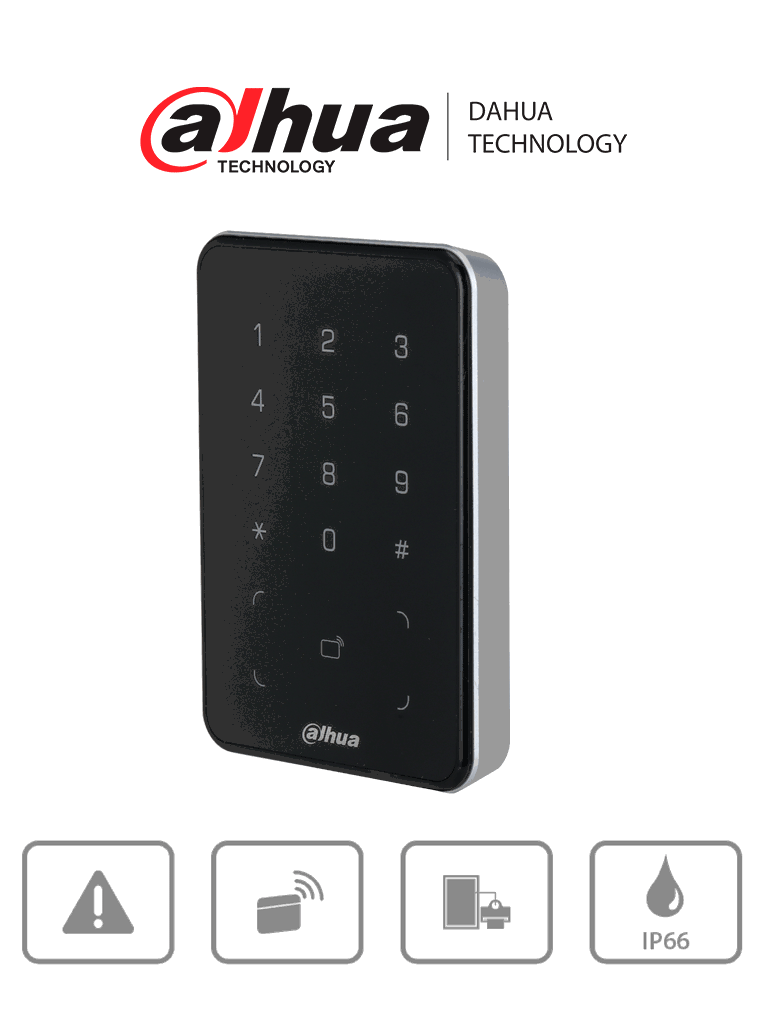 Lectora de Tarjetas MiFare DAHUA DHI-ASR2101A con Teclado Touch/ RS-485 y Wiegand/ Leds Rojo y Verde/ Fondo de Luz Azul
