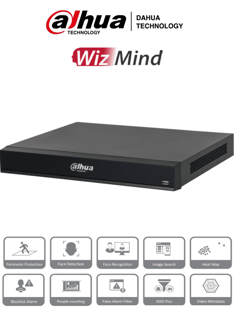 Nvr5216-8p-i/l - nvr de 16 canales 4k/ wizmind/ 8 puertos poe/ h.265+/ 4 canales de reconocimiento facial/ 20 bases de datos de rostros/ 2 bahías de discos duros/ rendimiento de 320 mbps/ 4&2 e&s de alarmas DAHUA DHI-NVR5216-8P-I/L