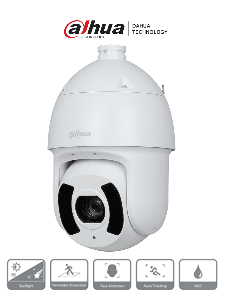 Cámara IP PTZ Dahua DH-SD6CE245GB-HNR 2MP, WizSense, Zoom Óptico 45x, Starlight, IR 250m, Autotracking 3.0, SMD 4.0, POE IP67, IK10