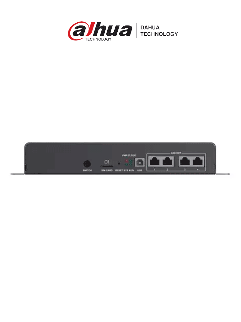 Controlador DAHUA TB60 para panel LED, 4 puertos de red, soporta 2.3M píxeles, conmutación sincrónica y asincrónica.