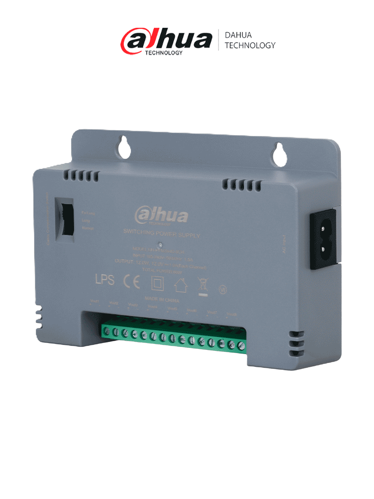 Dahua Fuente de Poder DH-PFM344D-8CH-US, 12V 4A, Salida Ajustable 12-15V, Protección V-0