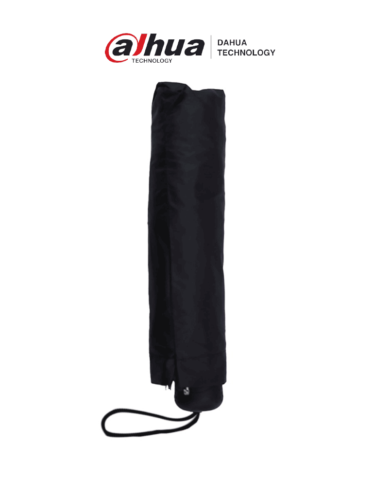 Sombrilla Negra con Logotipo Dahua, 24 Paneles, 16 Varillas, Resistente al Viento