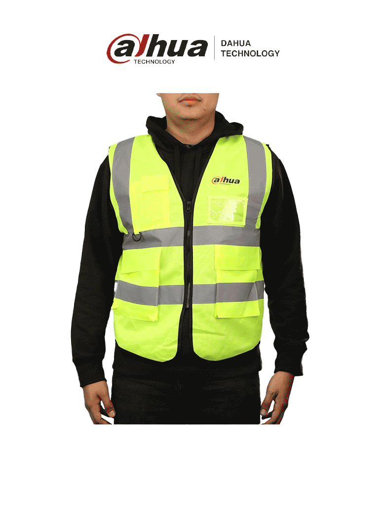 Chaleco Dahua MATPRO2414 Amarillo Fluorescente con Logotipo, Talla Única, Material Promocional