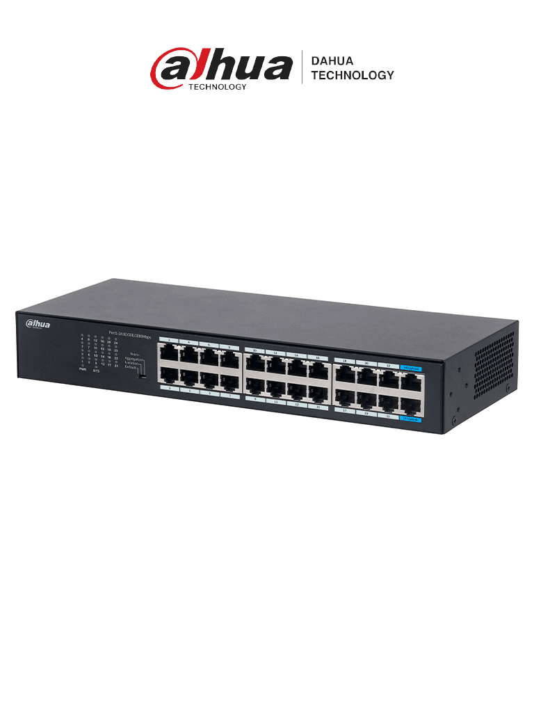 Switch Gigabit DAHUA DH-S3024-24GT, 24 puertos, Capa 2, switching 48G, tasa de reenvío 35.7 Mbps, buffer 8.4Mb, protección contra descargas