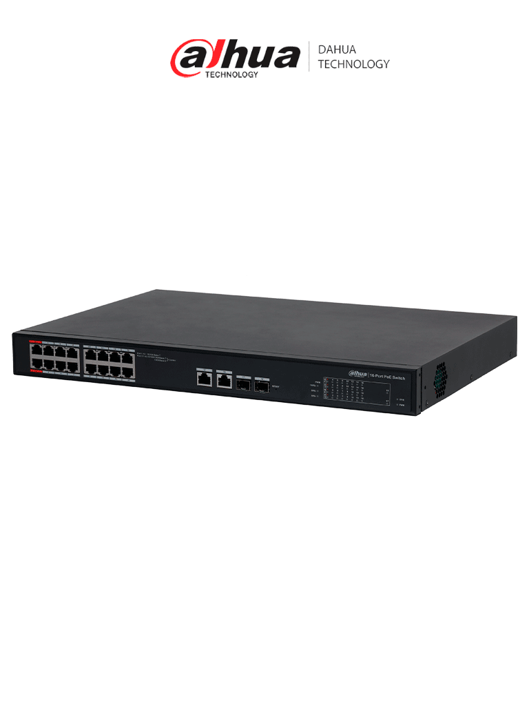 Switch PoE Administrable Dahua 16 Puertos Ethernet/ 16 PoE/ 240W/ 2 SFP/2 Uplink/ 7.2 Gbps