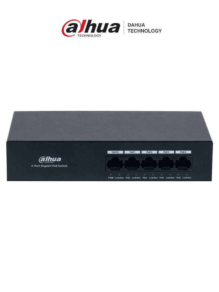 Switch DAHUA DH-PFS3005-4GT-36 - 4 Puertos Gigabit PoE, 1 Puerto RJ45 10/100/1000 Mbps, Protección Descargas.