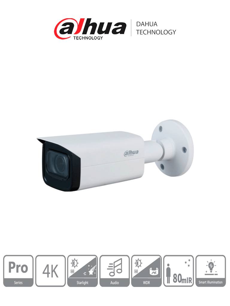 Cámara Bullet Dahua 4K Starlight 8MP Motorizado 2.7mm-13.5mm 0.001 Lux WDR 120dB IP67