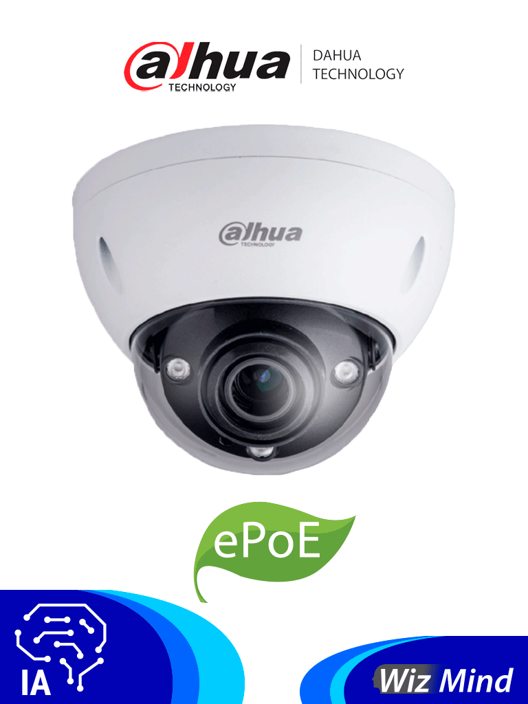 Cámara IP Domo Antivandálica Dahua IPC-HDBW5231EN-ZE, 2MP, Lente MOT 2.7-13.5mm, IR 50mts, IA WizMind, E-POE, WDR H.265, IP67, IK10, HDMI, Audio