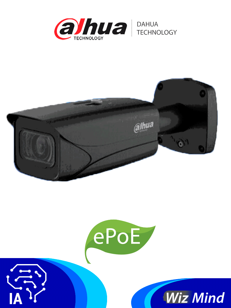 Cámara IP Bullet Dahua IPC-HFW5442E-ZE 4MP Color Negro AI H.265 WDR 140dB Motorizado 2.7-12mm IR 50m IP67 IK10 EPOE