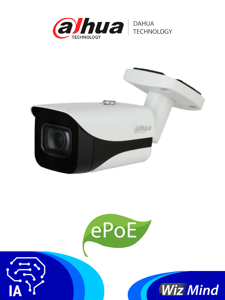 Cámara IP Bullet Dahua IPC-HFW5541EN-SE-0280B, 5 MP, Lente 2.8 mm, 102 IR, 50 mts, IA WizMind, EPOE, WDR, H.265, IP67