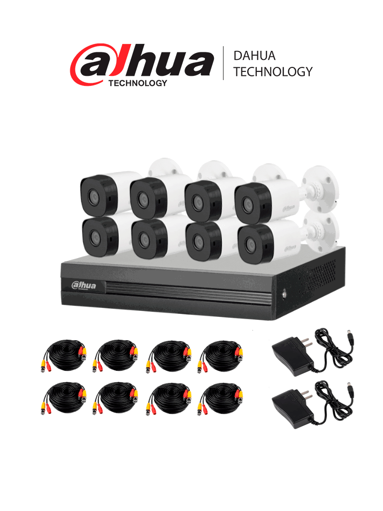 Dahua Kit XVR1B08-I 8 Canales 2MP DVR, H.265+, 1080p, 10 Canales IP