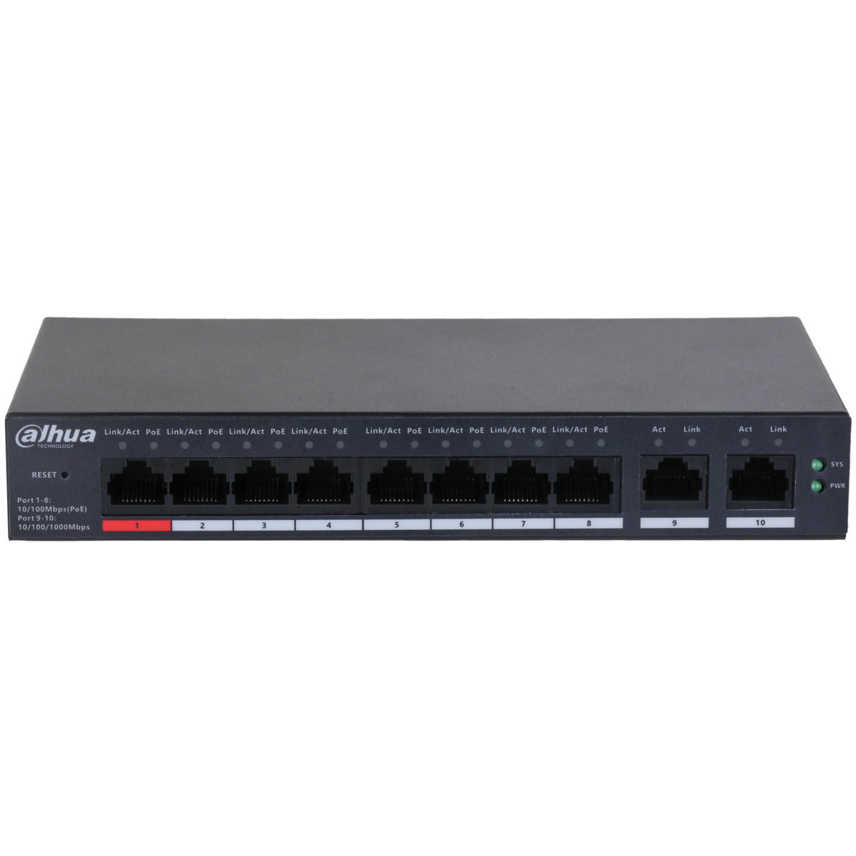 Switch Dahua 10 Puertos/8 PoE 10/100, Dolynk Care, Montaje en Rack