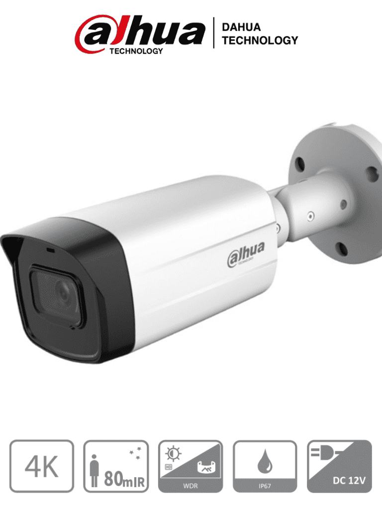 Cámara Bullet DAHUA HAC-HFW1801TM-I8 4k/ 8MP/ Lente 2.8mm/ IR 80m/ WDR 120dB/ IP67