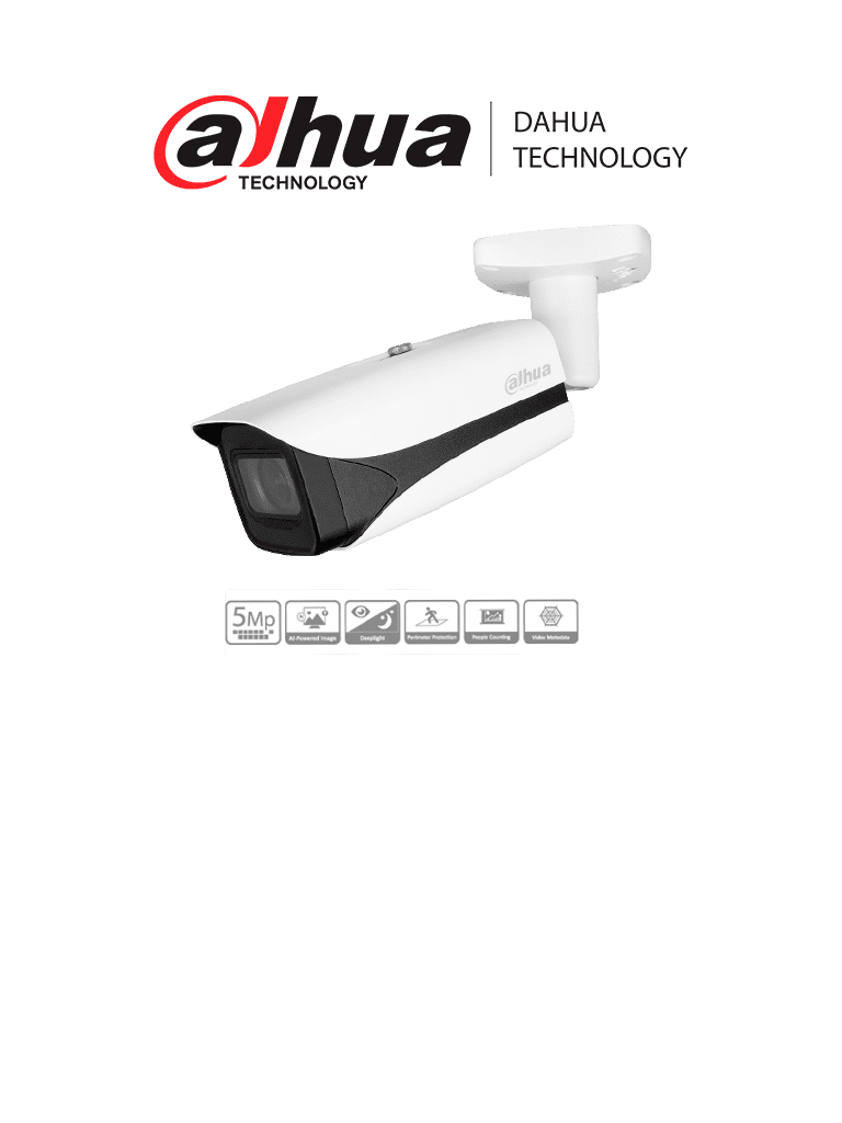 Cámara IP Bullet Dahua DH-IPC-HFW5541E-ZE 5MP WizMind 2.7mm H.265 IR 50m MicroSD IP67 IK10 Face Detection EPOE SMD 3.0