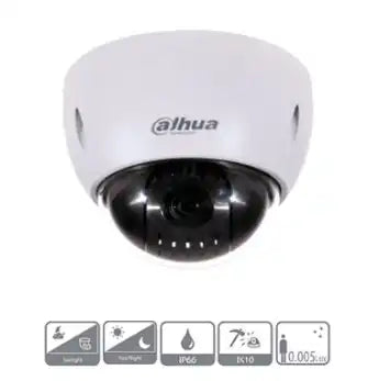 Cámara PTZ Dahua 2MP/1080p/15x Zoom/ Montaje en Techo/ WDR 120dB/ Starlight/ IK10/IP66