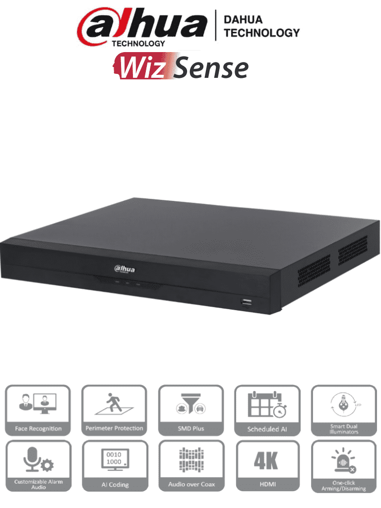 DH-XVR5232AN-4KL-I3 DAHUA 4kl-i3 - dvr de 32 canales 4k/ 8 megapixeles/ wizsense/ con ia/ 6 canales de reconocimiento facial/ h.265+/ hasta 32 canales ip/ codificación ia/ smd plus/ 2 bahías de discos duros/ funciones iot&pos/ #prohdcvi