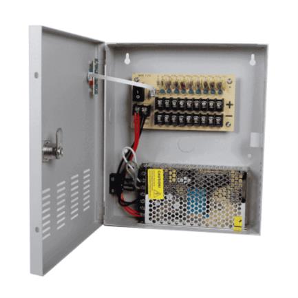 Fuente de Poder Saxxon 12Vcc 10 Amperes 9 Canales 1.1 Amper por Canal Protección contra Sobrecargas UL